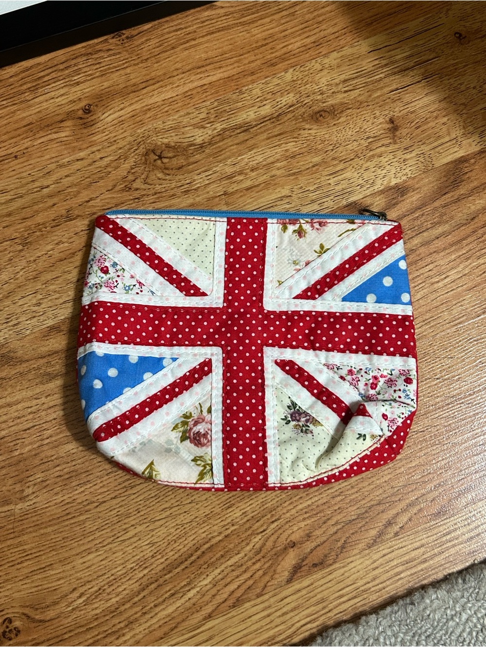 Marks & Spencer Quilted Cosmetic Pouch - Red, Blue, Cream